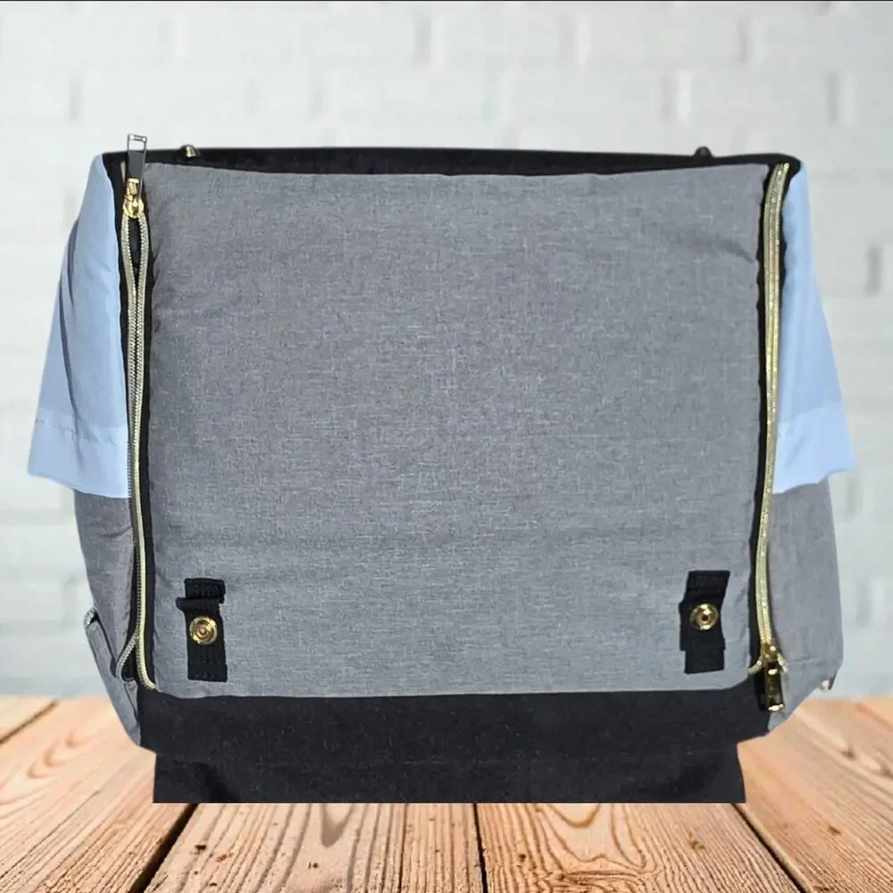 Baby Lamby Neutral Grey & Black Multi-Functional Diaper Bag Backpack